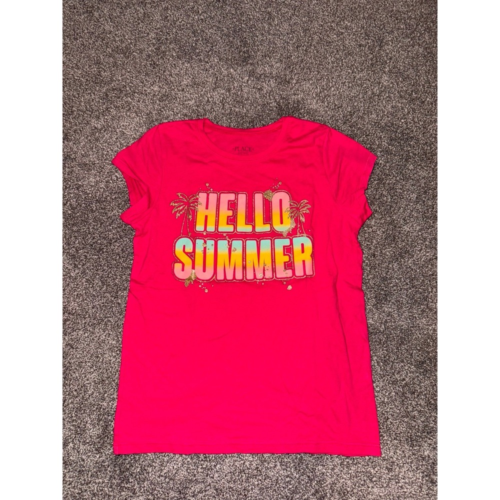 Children's Place Pink Youth Girls "Hello Summer" Short Sleeve‎ T-Shirt